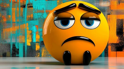 3d emojii sad , isolated  emoticon yellow face