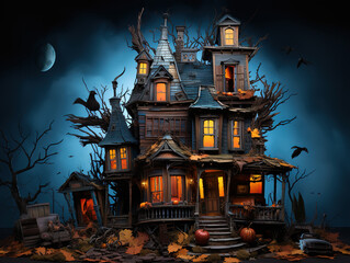 Wall Mural - Excellent Background of haunted house for halloween