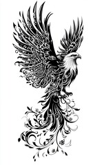 Wall Mural - An eagle depicted in Art Nouveau style, featuring intricate patterns and flowing lines.