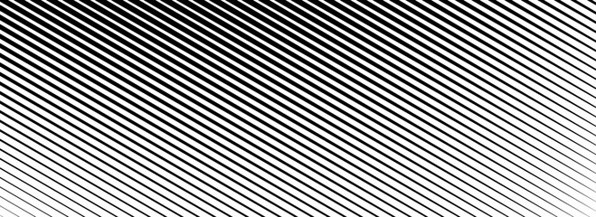 Poster - Diagonal thin line halftone gradation texture. Fading oblique stripe gradient background. Black slanted pattern backdrop. Vanishing parallel tilted stripe wallpaper for overlay, print, cover. Vector