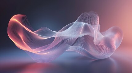 Wall Mural - Futuristic wave-like abstract light sculpture with flowing textures and soft gradients.