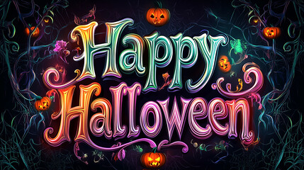 Wall Mural - Happy Halloween colorful poster