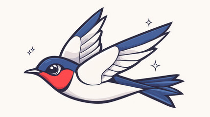 Sticker - Bright and fun cartoon swallow design, perfect for tshirts, apps, and modern interfaces. A playful vector style