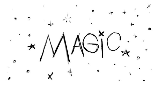 Black magic symbols and lines on a white crane. Doodle effect with signs hand drawn. Stock animation in 4K for overlaying.