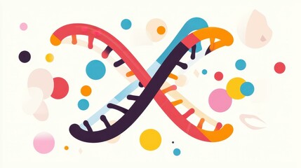 Wall Mural - Vibrant abstract background showing a stylized DNA structure with a fun, modern cartoon design and playful textures.