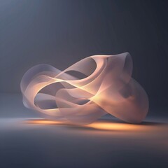 Wall Mural - Ethereal light sculpture with delicate swirls and warm golden tones on a dark background