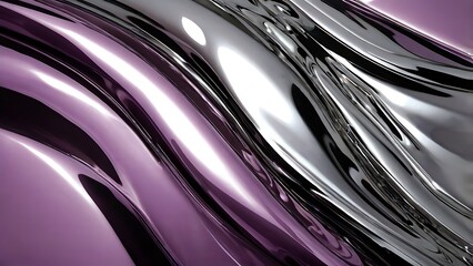 Poster - Bright and reflective swirl silver and pink liquid abstract background wallpaper