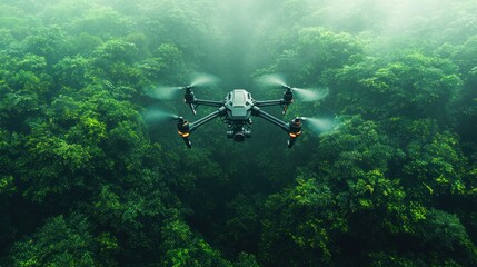 Drone Flying Over a Lush Green Forest