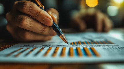 Poster - a person is writing with a pen on a piece of paper. concept of focus and concentration as the person