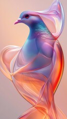 Wall Mural - A pigeon rendered in Morphism style, showcasing smooth gradients and abstract shapes.