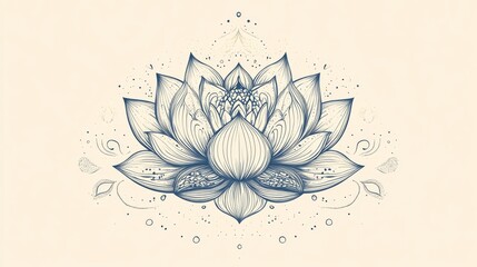 41. A detailed line art illustration of a lotus flower, showcasing a linear floral pattern with intricate details, embodying the essence of yoga and serenity