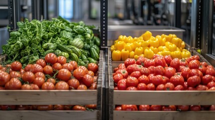 Poster - Fresh harvest of organic vegetables, highlighting vibrant tomatoes and peppers for farm-to-table concepts