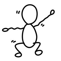 Poster - jumping boy icon, outline style