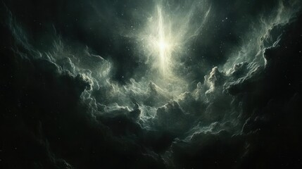 Wall Mural - A surreal, star-filled nebula with a mysterious aura.