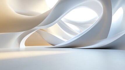 Wall Mural - 3D rendering of abstract forms in a futuristic design, with a clean background and ample space for text. No people or logos.