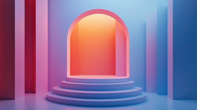 3D rendering of geometric abstract shapes in a futuristic minimalist setting, offering plenty of space for text. No people or logos.