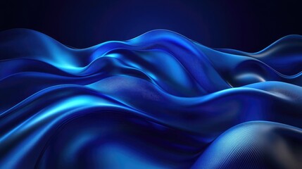 Poster - A flowing 3D blue abstract background with AI-generated waves, creating a modern and tech-inspired design. No people or logos.