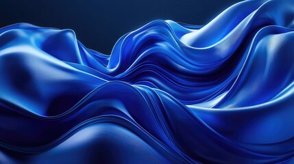 Poster - Abstract blue waves, created by AI in a 3D scene, set against a smooth background for a futuristic feel. No people or logos.