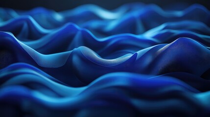 Poster - Abstract blue waves, created by AI in a 3D scene, set against a smooth background for a futuristic feel. No people or logos.