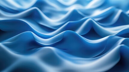 Poster - Blue 3D abstract background with AI-generated waves, rippling gently across the scene in a futuristic design. No people or logos.