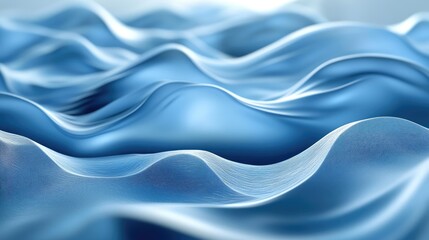 Poster - Blue 3D abstract background with AI-generated waves, rippling gently across the scene in a futuristic design. No people or logos.