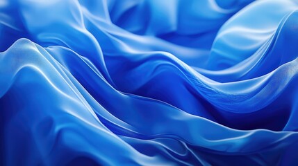 Poster - Blue abstract background with smooth AI-generated 3D waves, flowing effortlessly across the scene. No people or logos.