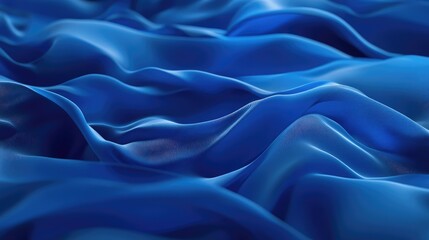 Poster - Blue abstract background with smooth AI-generated 3D waves, flowing effortlessly across the scene. No people or logos.