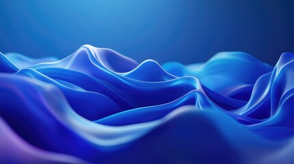 Poster - Creative 3D rendering of blue AI waves on a sleek abstract background, flowing dynamically. No people or logos present.