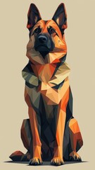 Wall Mural - German Shepherd rendered in Morphism style, featuring smooth gradients and subtle color transitions that emphasize its muscular and agile form.