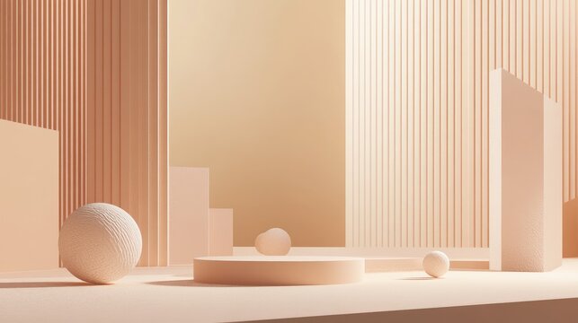 Detailed 3D shapes in an abstract form, floating in a futuristic, minimalist background with space for text. No people or logos.