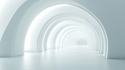 Aufkleber - White 3D curved tunnel with seamless lines, creating a futuristic and clean design. No people or logos included.