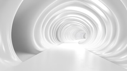 Aufkleber - White 3D curved tunnel with seamless lines, creating a futuristic and clean design. No people or logos included.