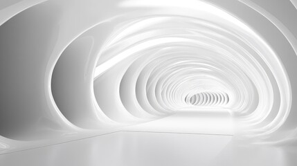 Aufkleber - White 3D curved tunnel with seamless lines, creating a futuristic and clean design. No people or logos included.