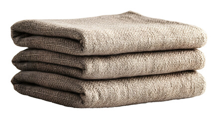 A stack of neatly folded brown towels, perfect for home decor and relaxation. Ideal for bathroom or spa settings.