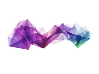 a vibrant and abstract polygonal design, showcasing a blend of purple, blue, and green in a dynamic 