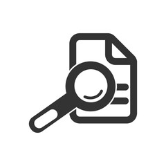 Poster - Magnifying Glass Examining Document Icon for Search Concept. a magnifying glass over a document symbolizing search, analysis, and research. Ideal for concepts related to investigation and scrutiny.