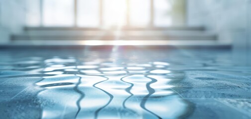 Fototapete - A serene close-up of rippling water reflecting soft light, creating a tranquil atmosphere perfect for relaxation and rejuvenation.
