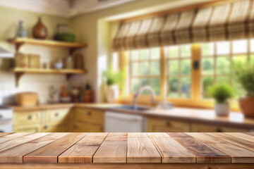 Wooden board empty table background. Modern Japanese style kitchen