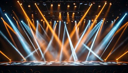 Wall Mural - Dramatic stage lighting showcasing an electrifying performance amidst shadows