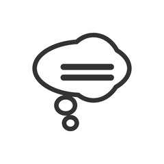 Poster - Minimalist Speech Bubble Icon With Horizontal Lines. Simple black and white speech bubble icon featuring horizontal lines, representing communication and thinking concepts in a minimalist style.