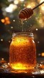 © Food and drink - A stylized 3D honey jar with exaggerated textures and dynamic lighting, producing dramatic visual effects and bold shadows.