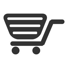 Poster - Shopping Cart Icon in Black and White Design. Minimalistic black and white shopping cart icon, perfect for retail and e-commerce themes. Ideal for websites, apps, or presentations.