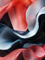 Canvas Print - Abstract background of wavy, flowing, red, blue and white fabric.