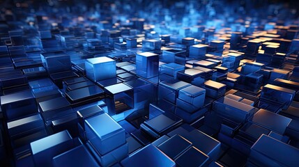 Fototapete - Illustrative image representing the concept of blockchain technology through a digital,