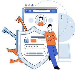 Fototapete - User authorization. Vector illustration. Personal information must be kept private to ensure user privacy Privacy protection measures should be implemented to safeguard user data Safety measures