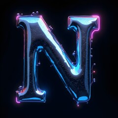 glowing alphabet N, N logo, N letter