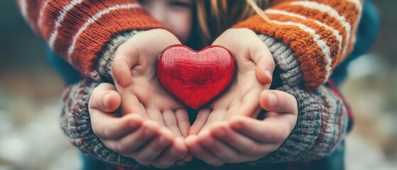 Sticker - Red heart symbolizing love held in hands