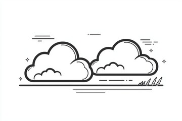 Wall Mural - a continuous line drawing of the sun and clouds in abstract form