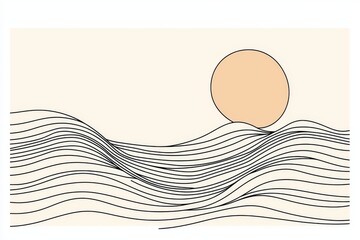 Wall Mural - sun art. single line sketch sunny summer travel concept. icon hot bright sky weather happy holiday v