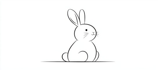 Wall Mural - the easter bunny is a continuous one line drawing in a simple minimalistic style suitable for greeti